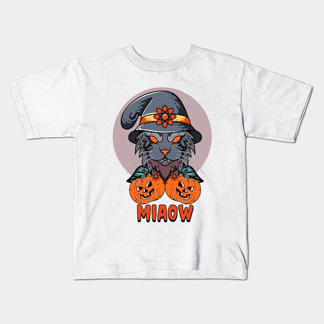 pumpkin with cat miaow Kids T-Shirt by stark.shop